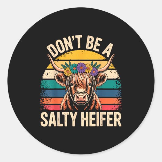 Highland Cow Shirt Funny Men Women  ラウンドシール (正面)