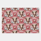 Highland Cow Valentine Chocolate Gift Set of 3 ラッピングペーパーシート (正面2)