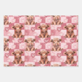 Highland Cow Valentine Pink Balloon Hearts Gift ラッピングペーパーシート (正面3)