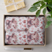 Highland Cow Valentine Pink Floral Watercolor 薄葉紙 (ギフト)