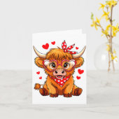 Highland Cow Valentines Day Funny Hearts Valentine カード (黄色い花)