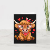 Highland Cow Valentines Day Funny Hearts Valentine カード (正面)