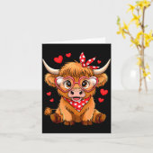 Highland Cow Valentines Day Funny Hearts Valentine カード (黄色い花)