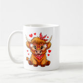 Highland Cow Valentines Day Funny Hearts Valentine コーヒーマグカップ (左)