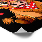 Highland Cow Valentines Day Funny Hearts Valentine ポスター (角)