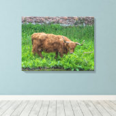 Highland cow view canvas print キャンバスプリント (インサイチュ (ウッドフロア))