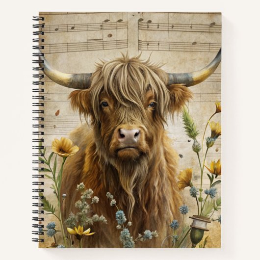 Highland Cow Watercolor Notebook ノートブック (正面)