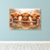 Highland Cow - Watercolour Animals キャンバスプリント (インサイチュ (ウッドフロア))