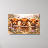 Highland Cow - Watercolour Animals キャンバスプリント (正面)