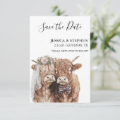 Highland Cow Wedding Watercolor Portraits  セーブザデート (スタンド正面)