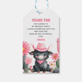 Highland Cow Western Kids Birthday Thank You  ギフトタグ