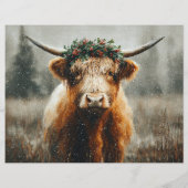 Highland Cow With Christmas Wreath Scrapbook Paper (裏面)