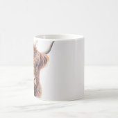 Highland Cow with Floral Crown Watercolor Illustra コーヒーマグカップ (中央)