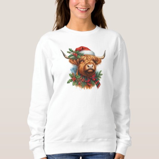 Highland Cow Women’s Christmas Sweatshirt  スウェットシャツ (正面)