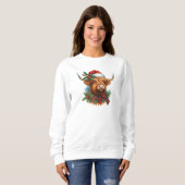 Highland Cow Women’s Christmas Sweatshirt  スウェットシャツ (正面フル)