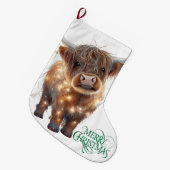 highland cow xmas Christmas Stocking ラージクリスマスストッキング (正面 (吊り時))