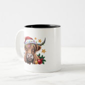 Highland Cow Xmas Heifers Farm Farmer Animal Lover ツートーンマグカップ (正面左)