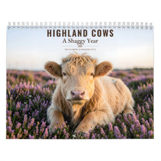 Highland Cows 2027 Shaggy Cow Farmhouse Decor カレンダー