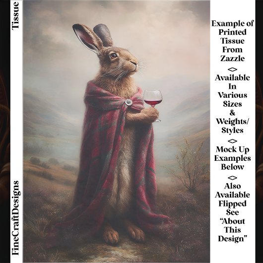 Highland Hare, Red Tartan Cloak EG8R Decoupage 薄葉紙