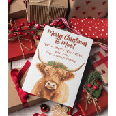 Highland Miniature Cow Festive Christmas Greenery カード
