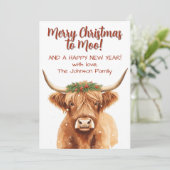 Highland Miniature Cow Festive Christmas Greenery カード (スタンド正面)