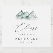 Highland | Mountain Watercolor Wedding ビールラベル (シングルラベル)