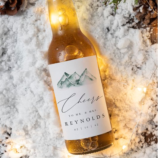 Highland | Mountain Watercolor Wedding ビールラベル
