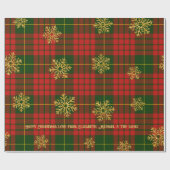 Highland Noel Tartan Gold Snowflake Personalized ラッピングペーパー (フラット)