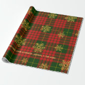 Highland Noel Tartan Gold Snowflake Personalized ラッピングペーパー (アンロールド)