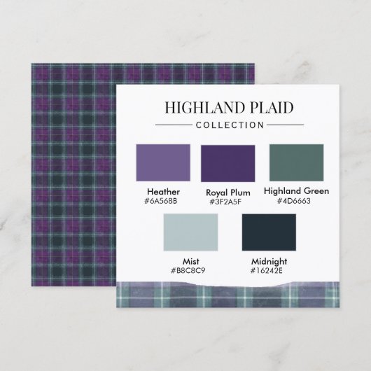 Highland Plaid Color Palette Card 招待状 (正面/裏面)