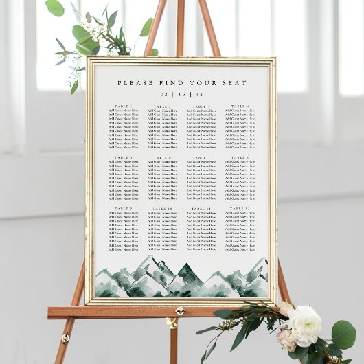 Highland Printable Mountain Wedding Seating Chart ポスター