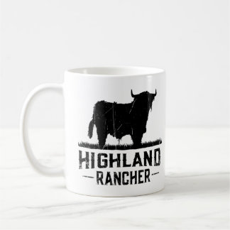 Highland Rancher – スコットランドのハイランドカウカットキャットセンター コーヒーマグカップ