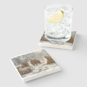  Highland Soul: Whimsical Snowy Cows Vintage ストーンコースター (横)