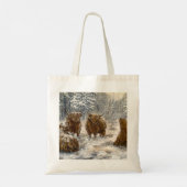 Highland Soul: Whimsical Snowy Cows Vintage トートバッグ (裏面)