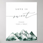 Highland | Watercolor Mountain Dessert Table Sign ポスター (正面)