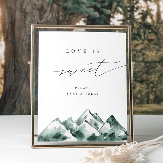 Highland | Watercolor Mountain Dessert Table Sign ポスター