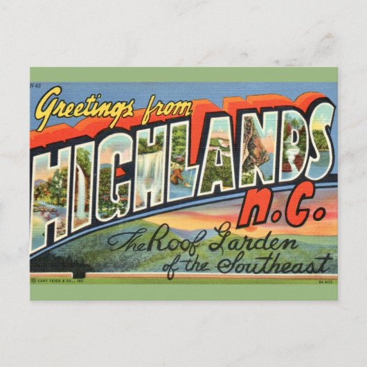 Highlands NC Retro Postcard ポストカード (正面)