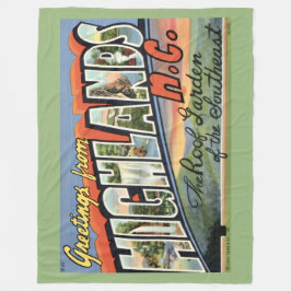 Highlands NC Retro Postcard Fleece Throw フリースブランケット