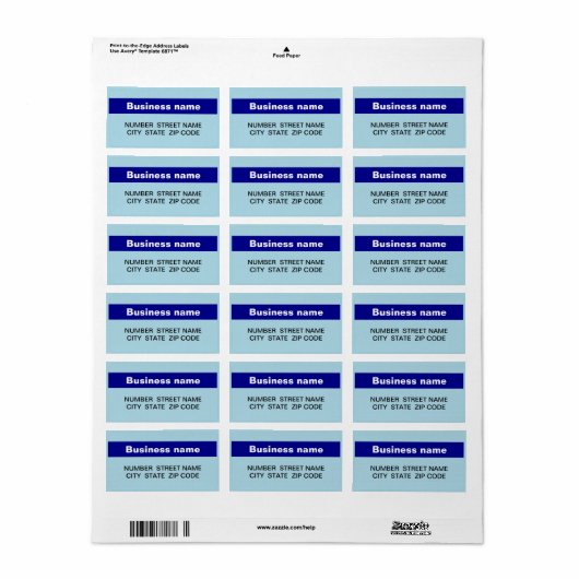 Highlighted Business Name on Light Blue Address ラベル (フルシート)