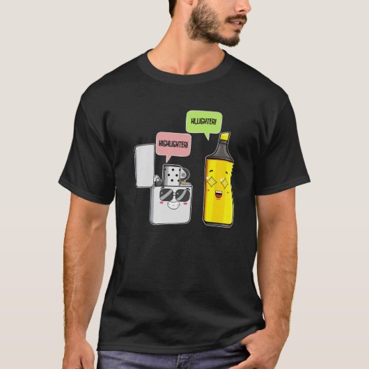 Highlighter Lighter Funny Students Teens Humor Sar Tシャツ (正面)