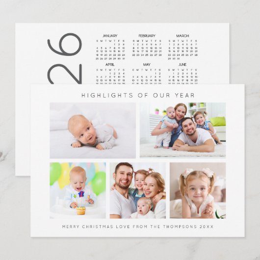 Highlights of Year 5 Photo Calendar 2026 Christmas シーズンカード (正面/裏面)