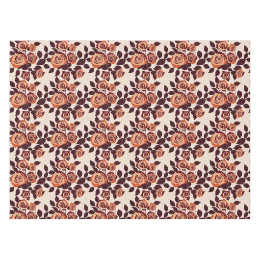 Highly Stylized Roses In Shades Of Orange テーブルクロス (正面(横))
