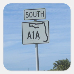 Highway A1A Southサインイン鍵West Photo スクエアシール