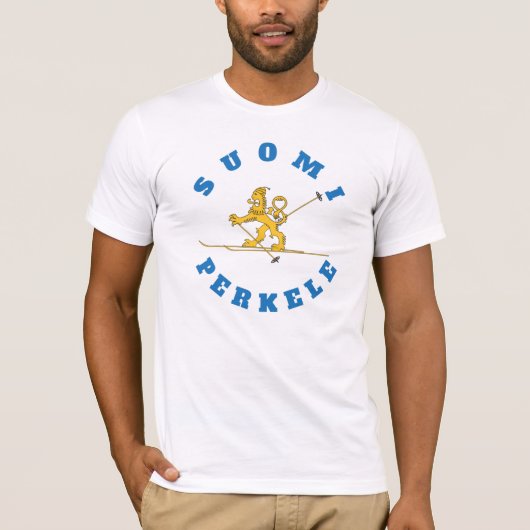 Hiihtäväのsuomileijona - Suomi Perkele - t-paita Tシャツ (正面)