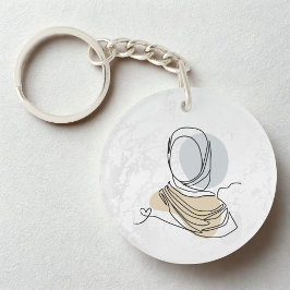 Hijab Line Art Marble Keychain | Acrylic Keychain キーホルダー