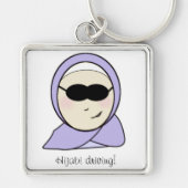 Hijabiの運転- hijabを持つイスラム教の女の子 キーホルダー (正面)