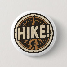Hike! - ハイカーのシルエット入りコンパスボタン