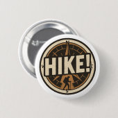 Hike! - ハイカーのシルエット入りコンパスボタン 缶バッジ (正面&裏面)