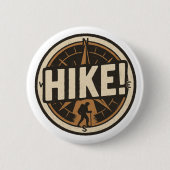 Hike! – Compass Button with Hiker Silhouette 缶バッジ (正面)