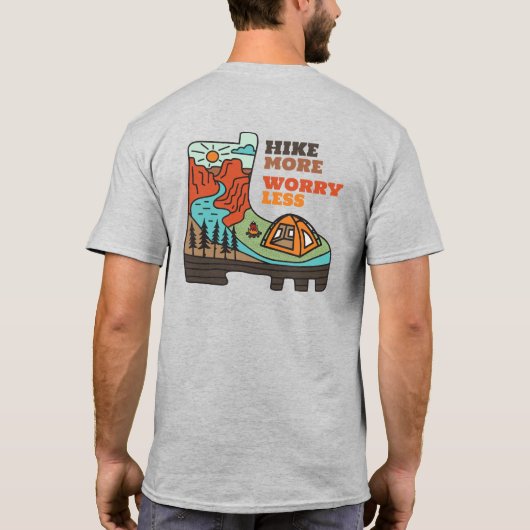 Hike More Worry Less Funny Camping T-Shirt Tシャツ (裏面)